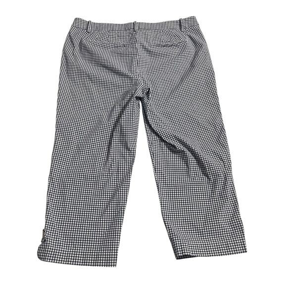 Talbots Womens Capri Pants Size 10 Navy Blue Gingham Plaid High Rise Zip Fly - Picture 2 of 12